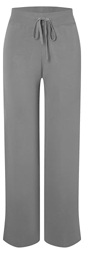WUWUSKY Damen Hosen Catalina Damen Strickhose – High Waist Jogginghose mit elastischer Taille weiche Sommer Freizeithose Soft Sweatpants für Frauen von WUWUSKY