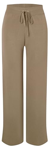 WUWUSKY Damen Hosen Catalina Damen Strickhose – High Waist Jogginghose mit elastischer Taille weiche Sommer Freizeithose Soft Sweatpants für Frauen von WUWUSKY