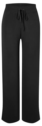 WUWUSKY Damen Hosen Catalina Damen Strickhose – High Waist Jogginghose mit elastischer Taille weiche Sommer Freizeithose Soft Sweatpants für Frauen von WUWUSKY