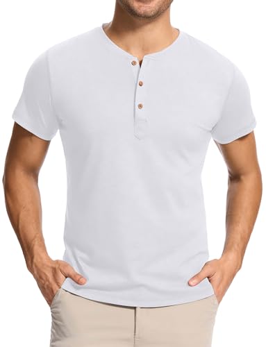 WUWUSKY Herren T-Shirt mit 3-Knopfleiste Einfarbig Henley Poloshirt Freizeit Shirts | Baumwolle Kurzarm Shirt mit Hemd-Kragen WUWUSKY Herren T-Shirt mit 3-Knopfleiste Einfarbig Henley Poloshirt Freizeit Shirts | Baumwolle Kurzarm Shirt mit Hemd-Kragen von WUWUSKY