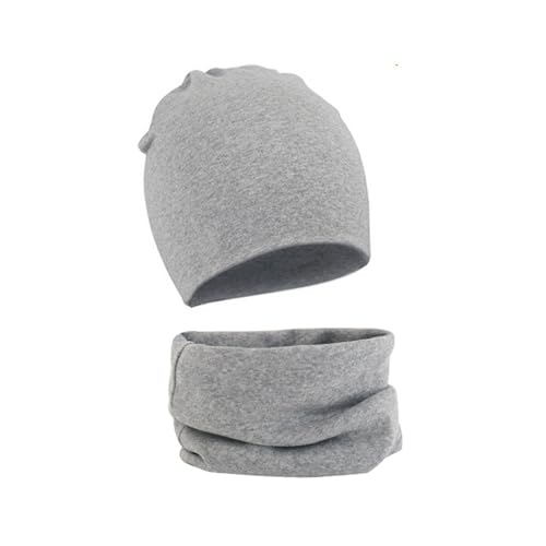 WUWYOUWL Baby Baumwolle Weiche Beanie Hut Wichtel Schal zweiteiliges Set für 1-3 Unisex Baby Herbst und Winter (DE/NL/SE/PL, Alter, Einheitsgröße, Grau) von WUWYOUWL