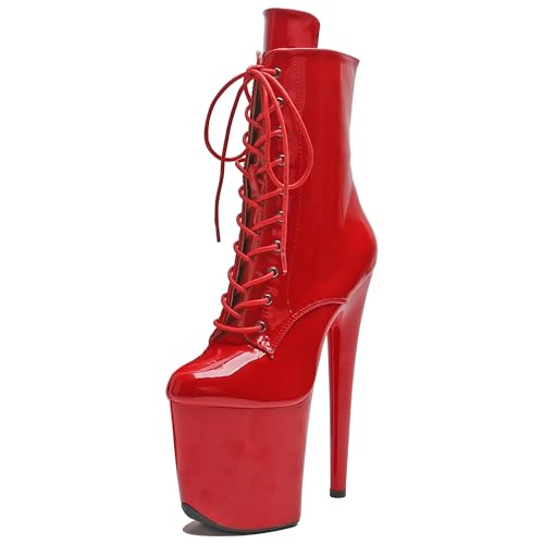 WUXIN H&P 20,3 cm Pole Dance Stiefel Schuhe Exotische Stiletto Plateau Heels, Rot/Ausflug, einfarbig (Getaway Solids), 41 EU von WUXIN H&P