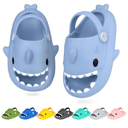 WUYISTAR Kinder Hai Hausschuhe Mädchen Hai Pantoffeln Kleinkind Duschpantoffeln Rutschfeste Strand Duschen Sandalen Flip Flop Pool Dusche Schuhe Clogs Blau von WUYISTAR