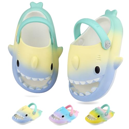 Kinder Hai Hausschuhe Mädchen Hai Pantoffeln Kleinkind Duschpantoffeln rutschfeste Strand Duschen Sandalen Flip Flop Pool Dusche Schuhe Blau Gelb Grün von WUYISTAR
