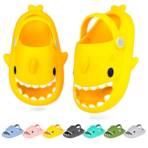 WUYISTAR Kinder Hai Hausschuhe Mädchen Hai Pantoffeln Kleinkind Duschpantoffeln Rutschfeste Strand Duschen Sandalen Flip Flop Pool Dusche Schuhe Clogs Gelb von WUYISTAR