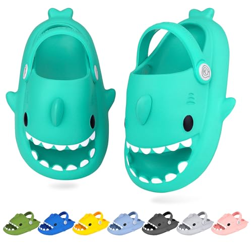 WUYISTAR Kinder Hai Hausschuhe Mädchen Hai Pantoffeln Kleinkind Duschpantoffeln Rutschfeste Strand Duschen Sandalen Flip Flop Pool Dusche Schuhe Clogs Mintgrün von WUYISTAR