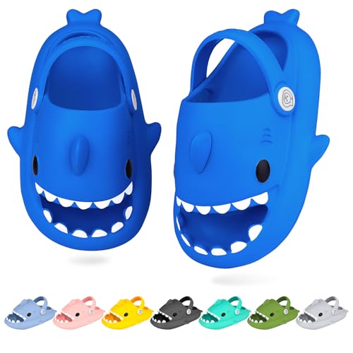 WUYISTAR Kinder Hai Hausschuhe Mädchen Hai Pantoffeln Kleinkind Duschpantoffeln Rutschfeste Strand Duschen Sandalen Flip Flop Pool Dusche Schuhe Clogs Saphirblau von WUYISTAR