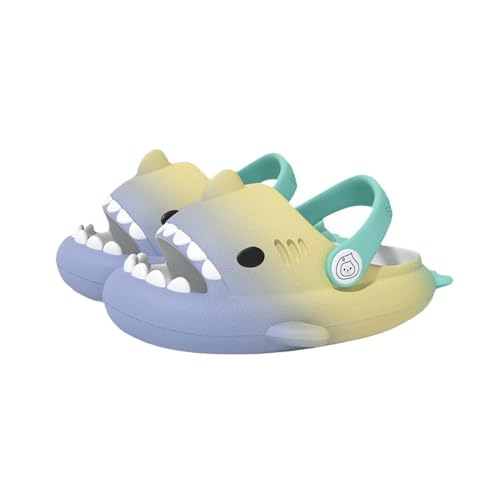 WUYISTAR Kinder Hai Hausschuhe Mädchen Hai Pantoffeln Kleinkind Duschpantoffeln Rutschfeste Strand Duschen Sandalen Flip Flop Pool Dusche Schuhe Blau Gelb Grün von WUYISTAR