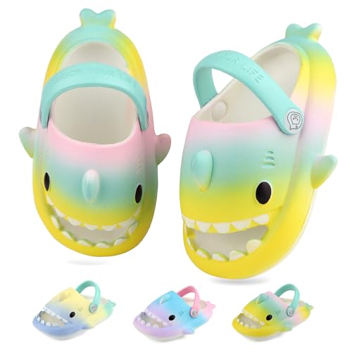 WUYISTAR Kinder Hai Hausschuhe Mädchen Hai Pantoffeln Kleinkind Duschpantoffeln Rutschfeste Strand Duschen Sandalen Flip Flop Pool Dusche Schuhe Gelb Grün Rosa von WUYISTAR