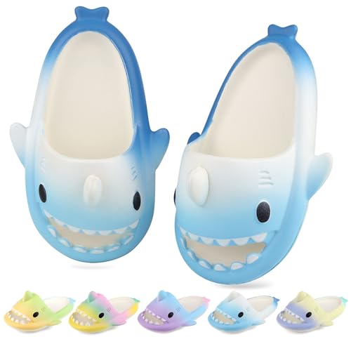 WUYISTAR Kinder Hai Hausschuhe Mädchen Hai Pantoffeln Kleinkind Duschpantoffeln Rutschfeste Strand Duschen Sandalen Flip Flop Pool Dusche Schuhe blau weiß blau von WUYISTAR