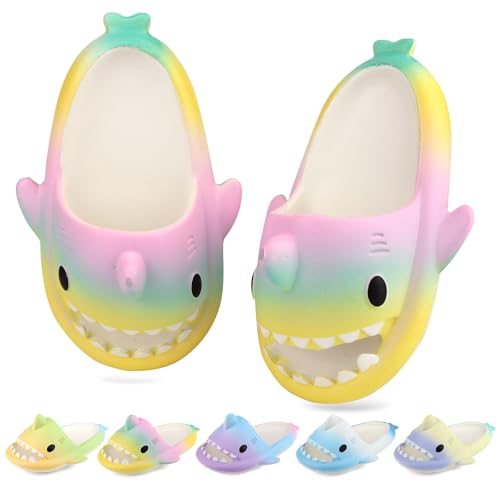 Kinder Hai Hausschuhe Mädchen Hai Pantoffeln Kleinkind Duschpantoffeln rutschfeste Strand Duschen Sandalen Flip Flop Pool Dusche Schuhe gelb grün rosa von WUYISTAR