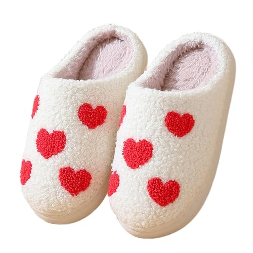 WUYISTAR Mädchen Jungs Hausschuhe Warm Plüsch Home Anti-Rutsch Kleine Kinder Hausschuhe Kinder Winter Weich Bequem Flauschig Indoor Outdoor Schuhe Herz-Symbol 34/35 EU von WUYISTAR
