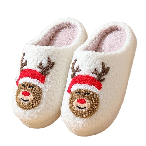 WUYISTAR Mädchen Jungs Hausschuhe Warm Plüsch Home Anti-Rutsch Kleine Kinder Hausschuhe Kinder Winter Weich Bequem Flauschig Indoor Outdoor Schuhe Weihnachten Rehkitz 26/27 EU von WUYISTAR
