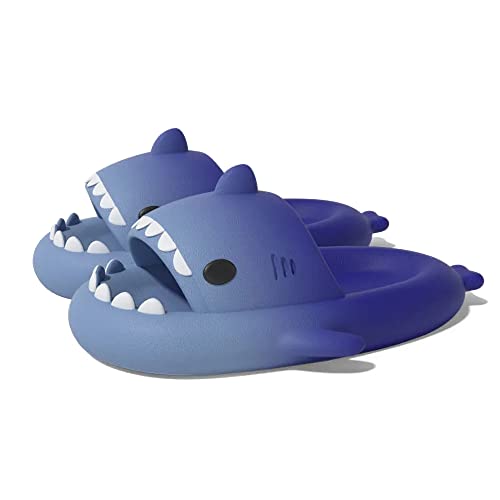 WUYISTAR Unisex Hai Badelatschen Haifischhausschuhe für Damen Herren Duschpantoffeln Rutschfeste Strandduschsandalen Flip Flop Pool Duschschuhe Blau Marine von WUYISTAR