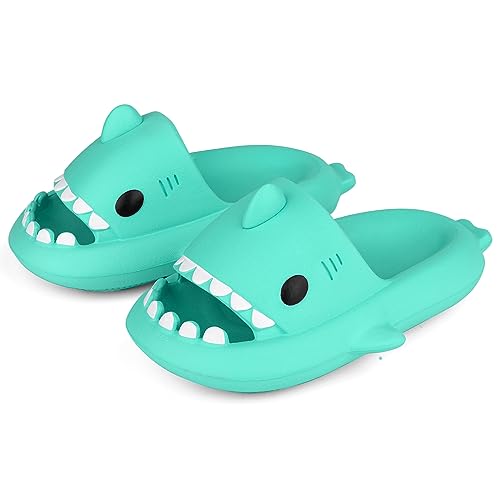 WUYISTAR Unisex Hai Badelatschen Haifischhausschuhe für Damen Herren Duschpantoffeln Rutschfeste Strandduschsandalen Flip Flop Pool Duschschuhe Mintgrün von WUYISTAR