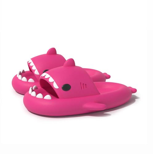 WUYISTAR Unisex Hai Badelatschen Haifischhausschuhe für Damen Herren Duschpantoffeln Rutschfeste Strandduschsandalen Flip Flop Pool Duschschuhe Rosa Rot von WUYISTAR