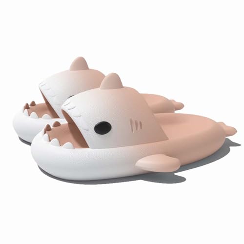 WUYISTAR Unisex Hai Badelatschen Haifischhausschuhe für Damen Herren Duschpantoffeln Rutschfeste Strandduschsandalen Flip Flop Pool Duschschuhe Weiß Rosa von WUYISTAR