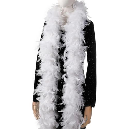 WUYJI Boas 1 Federschal, 1920er Jahre Damenbekleidung Accessoires Set, Weißer Federschal, 20er Jahre Damenbekleidung, Weiße Federn, Flauschiger Federschal, Rosa Flamingo Federschal WUYJI Boas 1 Federschal, 1920er Jahre Damenbekleidung Accessoires Set, Weißer Federschal, 20er Jahre Damenbekleidung, Weiße Federn, Flauschiger Federschal, Rosa Flamingo Federschal von WUYJI