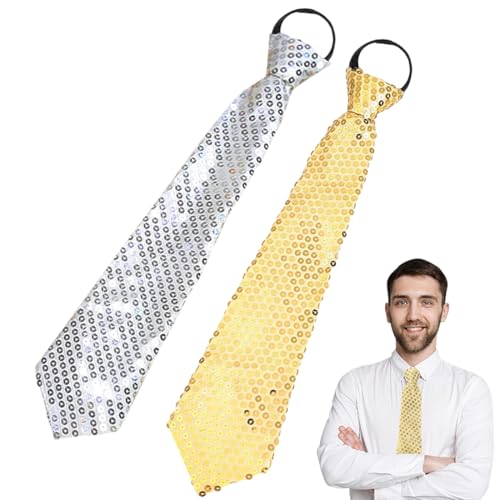 WUYJI Fancy Dress Ties & Sashes for Adults, 2 Stück Pailletten-Krawatten glänzende Krawatten für Maskenkostüme Junggesellenabschiede Karnevalsshows Unisex für Erwachsene und Kinder (Gold, Silber) WUYJI Fancy Dress Ties & Sashes for Adults, 2 Stück Pailletten-Krawatten glänzende Krawatten für Maskenkostüme Junggesellenabschiede Karnevalsshows Unisex für Erwachsene und Kinder (Gold, Silber) von WUYJI