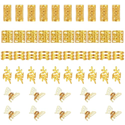 WUYJI Haarclips 50 Stück Dreadlock-Clips, Zopf-Haar-Accessoires, verstellbare Metallmanschetten, Haarschmuck, Haarspiral-Clips, Zopf-Haar-Accessoires, geeignet für Zöpfe für Männer und Frauen von WUYJI