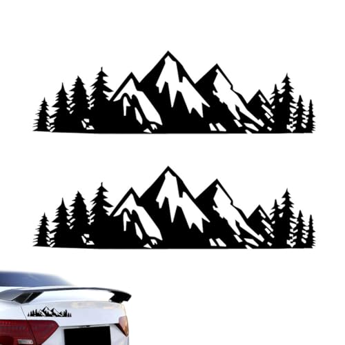 WUYJI Merchandise Decals & Stickers, 2 Stück Universal-Auto-Bergaufkleber Schneebergbaum Autoaufkleber MTB-Aufkleber wasserdicht lichtbeständig Autodekoration (schwarz) von WUYJI