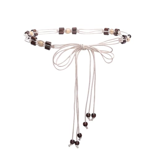 WUYJI Women's Belts, 1 x dünner Damengürtel, verstellbare Taille Kordelzug Bohème-Stil Ethno-Stil eleganter Kleidergürtel schlicht (Off-White) von WUYJI
