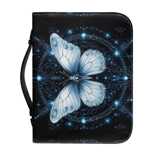 WUYOJUXA Bibelhülle mit großem Schmetterling, für Frauen und Mädchen, Bibelhülle mit Griff, Bibelbuch, Tragetasche, Bibelzubehör, passend für Bibeln in Größe L von WUYOJUXA