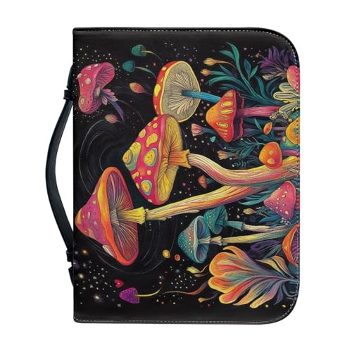 WUYOJUXA Bunte Pilz-Bibelhülle mit robustem Griff, Bibelhülle für Damen und Mädchen, Bibel-Tragetasche, Bibeljournaling-Zubehör für Bibelhülle, Größe 2XL von WUYOJUXA