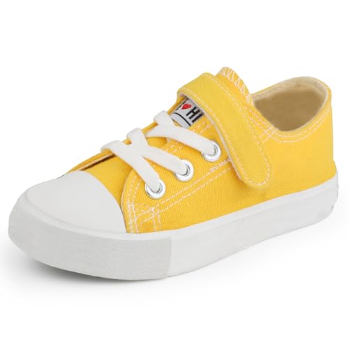 WUYOR Kinder Turnschuhe Jungen und Mädchen Segeltuchschuhe lässig leichte Schuhe Klassische verstellbare Riemen Turnschuhe von WUYOR