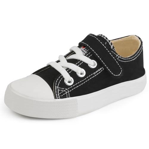 WUYOR Kinder Turnschuhe Jungen und Mädchen Segeltuchschuhe lässig leichte Schuhe Klassische verstellbare Riemen Turnschuhe von WUYOR