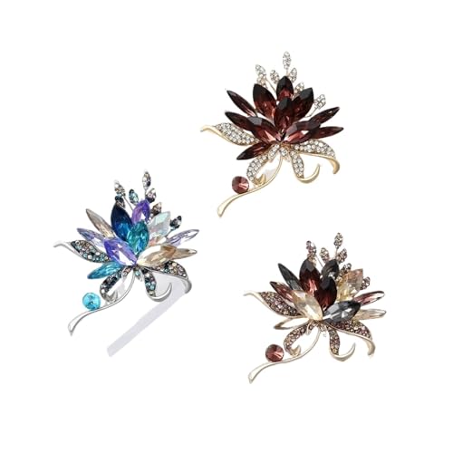 3 Stück Kristallglas Kragennadeln Handstrauß Broschen for Frauen Blumenform Hemdkragennadeln Für Kleidung von WUYXTO