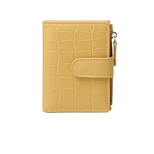 Geldbörse Damen Geldbörse Leder Kurz Münzgeldbörse Doppelt gefaltet Damen Zero Wallet Holder Für Geldbeutel Damen(Yellow) von WUYXTO