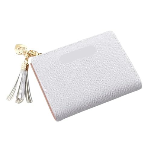 Herz Quaste Frauen Brieftasche Kurze Leder Frauen Geldbörsen Zipper Geldbörsen Weibliche Handtasche Clutch Tasche Für Geldbeutel Damen(Gray) von WUYXTO