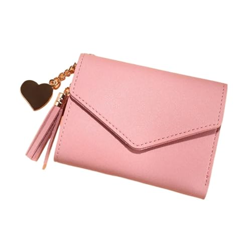 Quaste Brieftasche Frauen Geldbörse Weiblichen Kurzen Geldbörsen Studenten Schöne Geldbörse Weibliche Kleine Brieftasche for Frauen Für Geldbeutel Damen(Pink) von WUYXTO