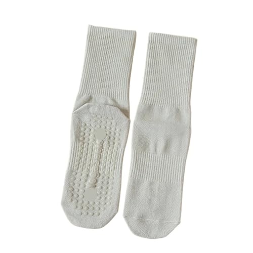 WUYXTO 3 Pairs Baumwolle Mid-kalb Einfarbig Silikon Non-slip Sport Strümpfe Fitness Pilates Yoga Socken Frauen Tanz socken Boden Für Damen Pilates(Gray) von WUYXTO