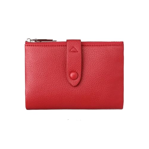 WUYXTO Damen-Geldbörse, Kurze Faltkartentasche, multifunktionale Tasche, Visitenkarten-Clip, klassischer Reißverschluss, Geldklammer Für Geldbeutel Damen(Red) von WUYXTO