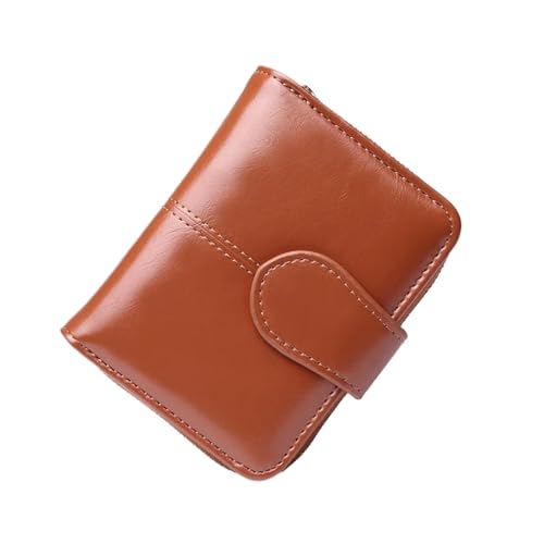 WUYXTO Frauen Brieftasche Leder Dame Geldbörse Zipper Weibliche Kurze Brieftasche Frauen Kleine Geldbörse Für Geldbeutel Damen(Brown) von WUYXTO