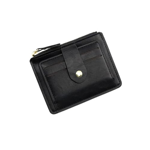 WUYXTO Frauen Dünne Karte Halter Brieftasche Zipper Karte Geld Halter Vintage Kurze Brieftasche Weibliche Dünne Kleine Geldbörse Für Geldbeutel Damen(Black) von WUYXTO