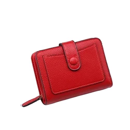 WUYXTO Frauen Geldbörsen Kleine Mini Geldbörse Haspe Kartenhalter Dame Geldbörse Reißverschluss Weibliche Lederschnalle Für Geldbeutel Damen(Red) von WUYXTO