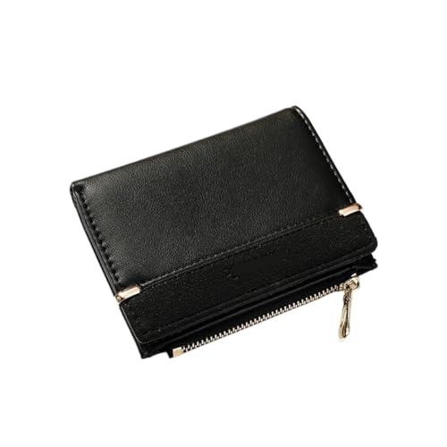 WUYXTO Frauen Geldbörsen Leder Weibliche Geldbörse Multi-Kartenhalter Münze Kurze Geldbörsen Schlanke Kleine Geldbörse Reißverschluss Haspe Für Geldbeutel Damen(Black) von WUYXTO