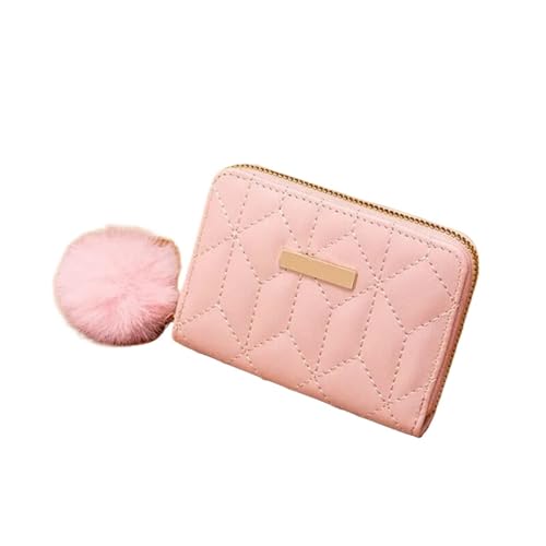 WUYXTO Frauen Kurze Brieftaschen Leder Weibliche Kleine Geldbörsen Leder Kartenhalter Brieftasche Frau Zipper Brieftasche Für Geldbeutel Damen(Pink) von WUYXTO