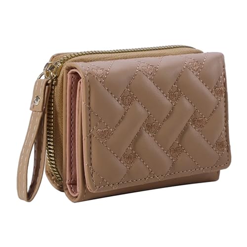 WUYXTO Geldbörsen for Damen, Leder, dreifach faltbar, kleine Geldbörse, niedlicher Kartenhalter, Münzgeldbörsen mit Mehreren Kartenfächern Für Geldbeutel Damen(Khaki) von WUYXTO