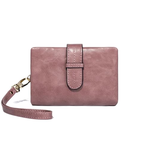 WUYXTO Kleine Retro-Geldbörse im kurzen Stil, Faltbare Damen-Geldbörse aus Leder mit Mehreren Kartenfächern und Reißverschlusstaschen Für Geldbeutel Damen(Purple) von WUYXTO