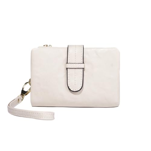 WUYXTO Kleine Retro-Geldbörse im kurzen Stil, Faltbare Damen-Geldbörse aus Leder mit Mehreren Kartenfächern und Reißverschlusstaschen Für Geldbeutel Damen(White) von WUYXTO