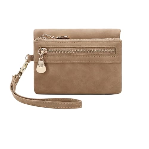WUYXTO Kurze Retro-Geldbörse mit doppelter Faltung und Münzfach mit Reißverschluss, Mehreren Kartenfächern, lässige tragbare Kartenbörse Für Geldbeutel Damen(Beige) von WUYXTO
