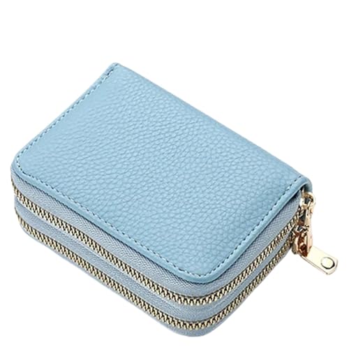 WUYXTO Leder Frauen Zipper Karte Brieftasche Kleine Geldbörse Geldbörse for Weibliche Kurze Brieftaschen Mit Karten Halter Frau Geldbörse Für Geldbeutel Damen(Blue) von WUYXTO