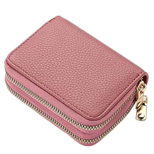 WUYXTO Leder Frauen Zipper Karte Brieftasche Kleine Geldbörse Geldbörse for Weibliche Kurze Brieftaschen Mit Karten Halter Frau Geldbörse Für Geldbeutel Damen(Dark Pink) von WUYXTO
