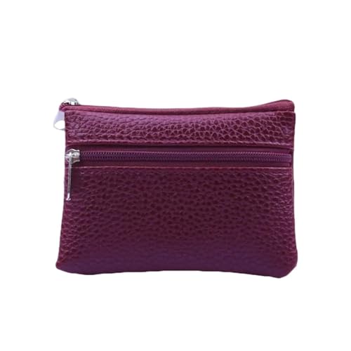 WUYXTO Leder-Geldbörse for Damen, kleine Geldbörse, Geldbörsen mit Reißverschluss, Geldtaschen, Geldbörsen, Schlüsselhalter Für Geldbeutel Damen(DEEP RED) von WUYXTO