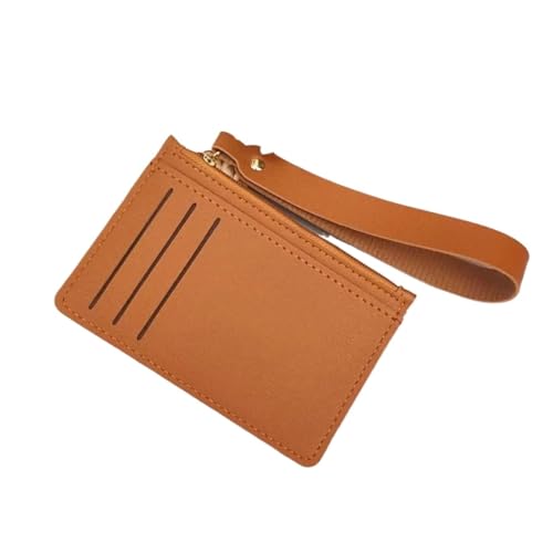 WUYXTO Mit Lanyard-Leder-Geldbörse, Kartenetui mit Mehreren Positionen, Kreditkartenetui, einfache Kurze Leder-Geldbörsen Für Geldbeutel Damen(Brown) von WUYXTO