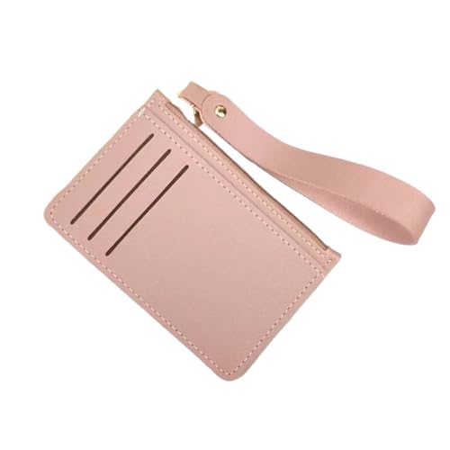 WUYXTO Mit Lanyard-Leder-Geldbörse, Kartenetui mit Mehreren Positionen, Kreditkartenetui, einfache Kurze Leder-Geldbörsen Für Geldbeutel Damen(Pink) von WUYXTO